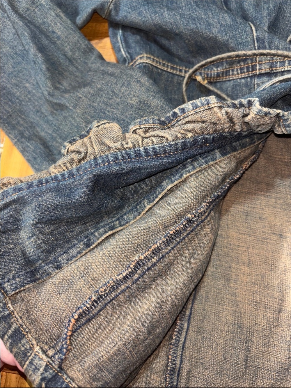 vintage Kitsch denim jacket with playful ruffled trim and tie-vintage,Women’s SM - Picture 3 of 4